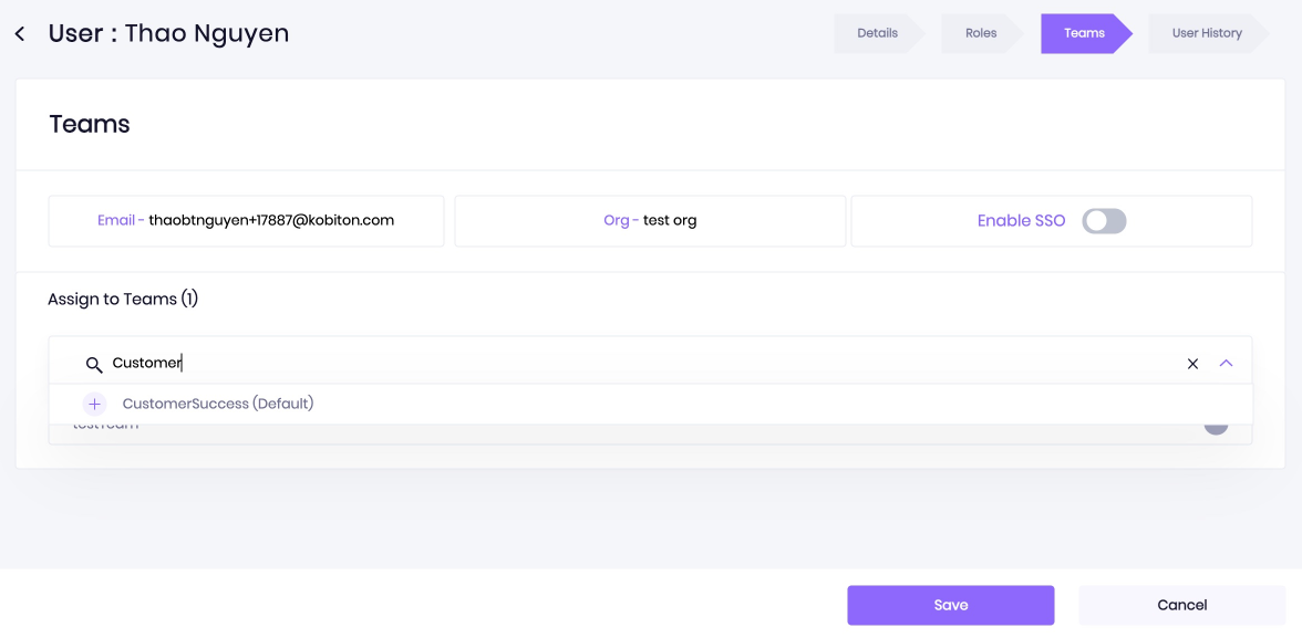 In Teams, use the search bar to find a team you previously created.