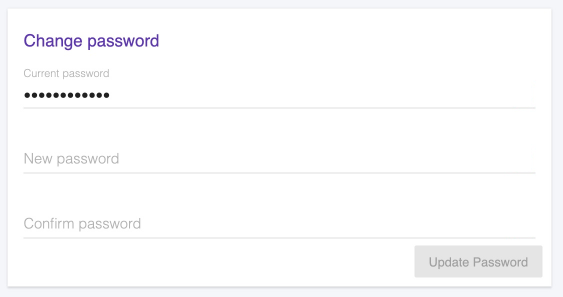 A closeup to a Change password box