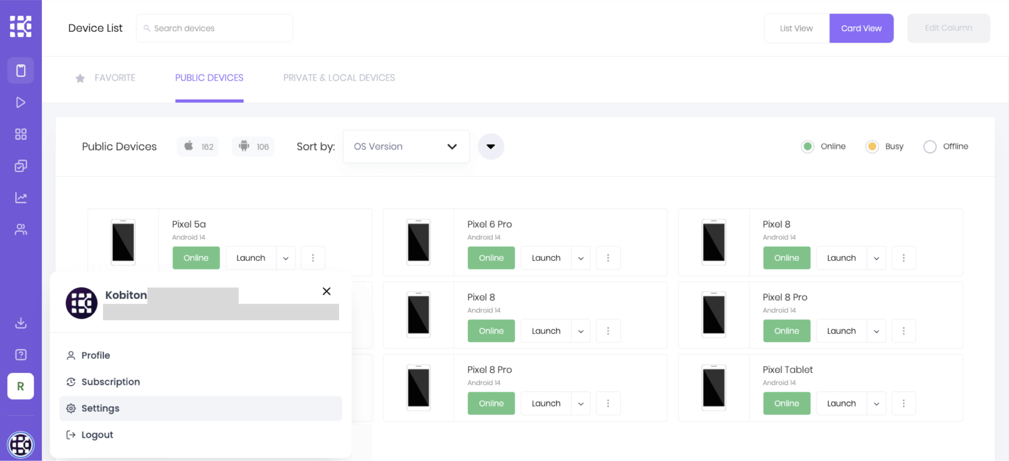 Select your profile name and select Settings