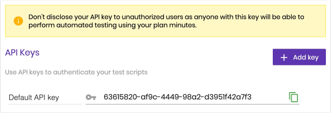 Click the Copy icon to copy API