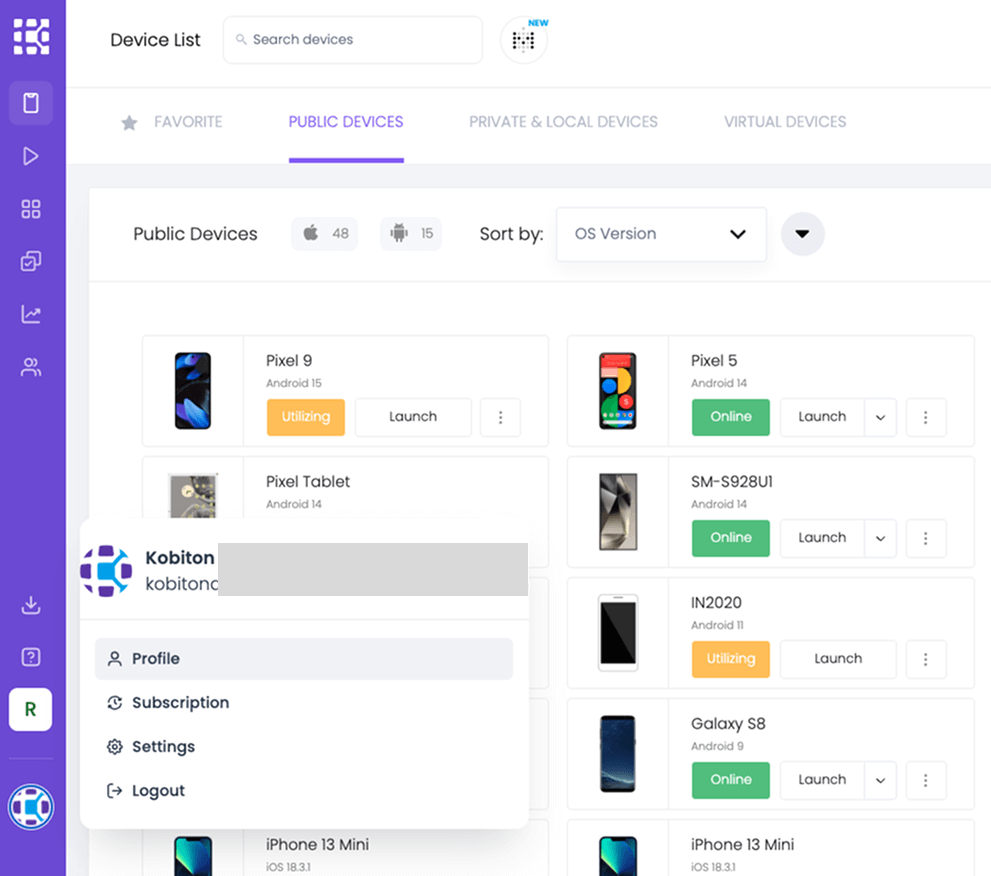 Select your profile and select Profile