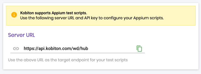 A Server URL section in API Keys