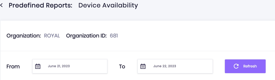 A date range in Device Availability report