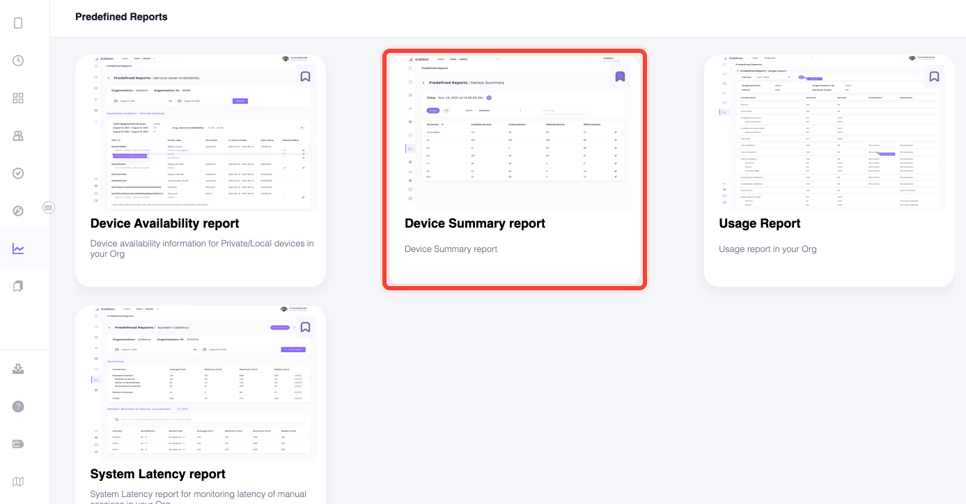 A context to Device Summary report