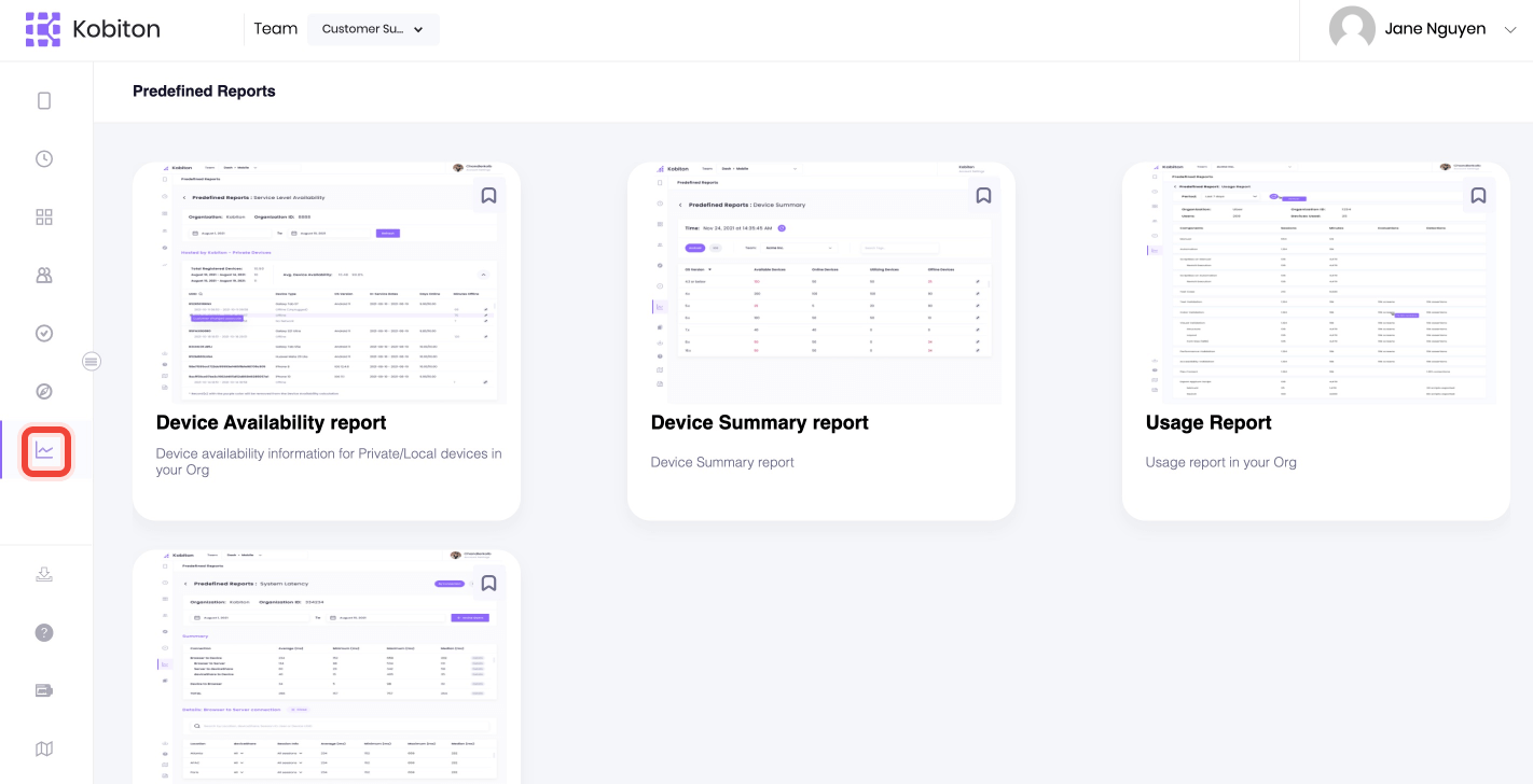 A context to Report feature selected