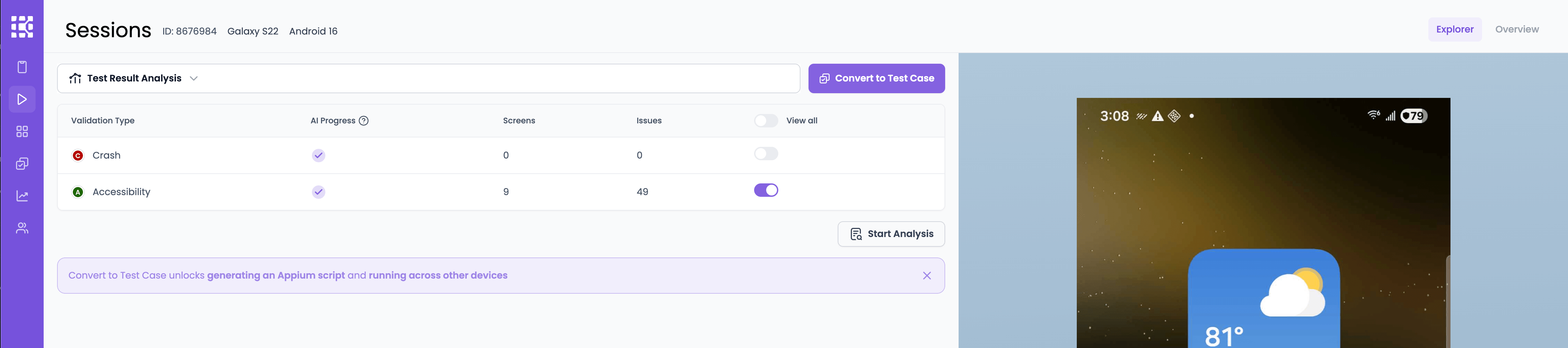 Convert Test Case in Session Explorer