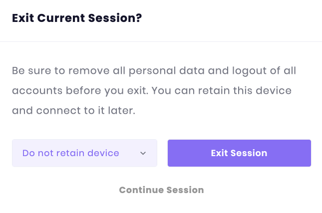 Exit Session pop up