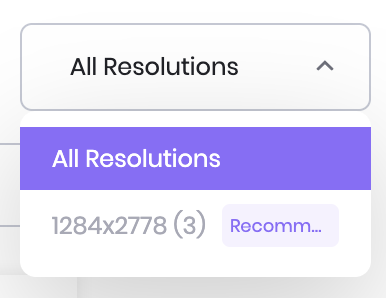 Select the project resolution