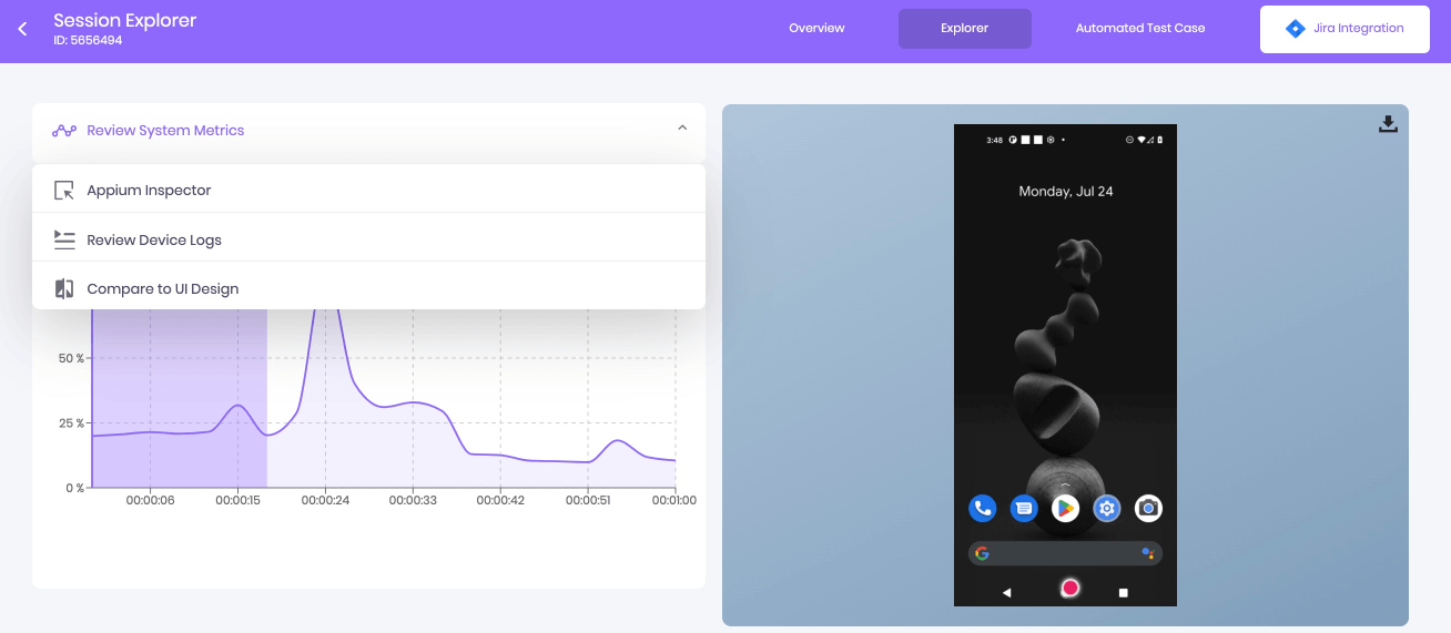 A context to Appium inspector in Session Explorer