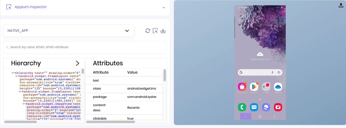 A context to Attributes of Appium Inspector