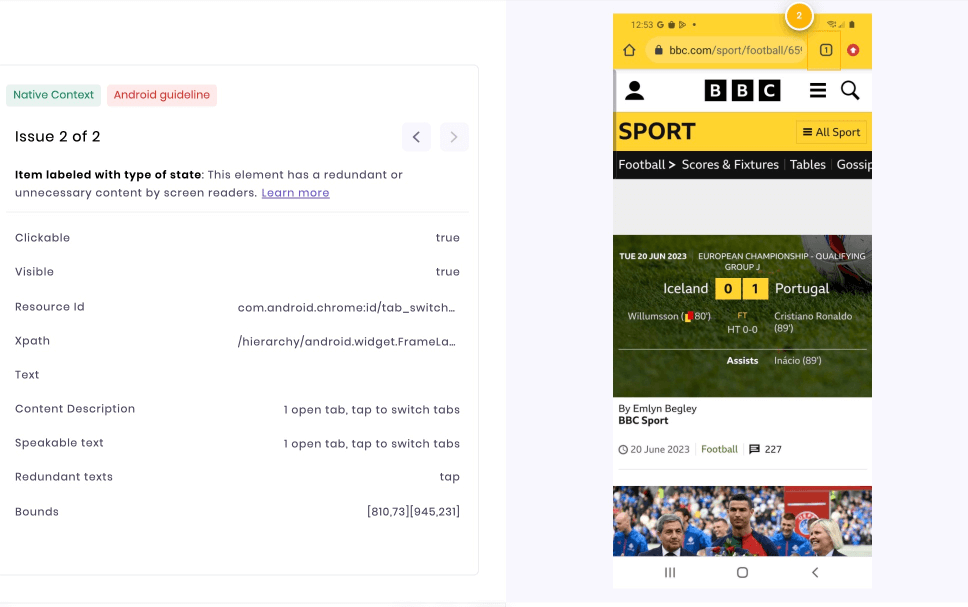 A context to Content Labeling cases on screen