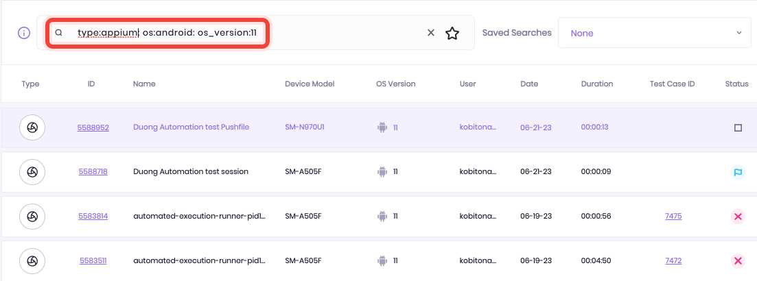 The custom queries parameters