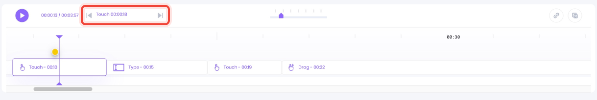 A closeup to Previous & Next button on the timeline