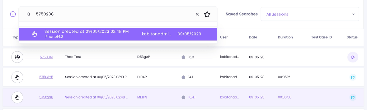 Search for a session ID