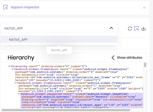 A closeup to webview with default is NATIVE_APP