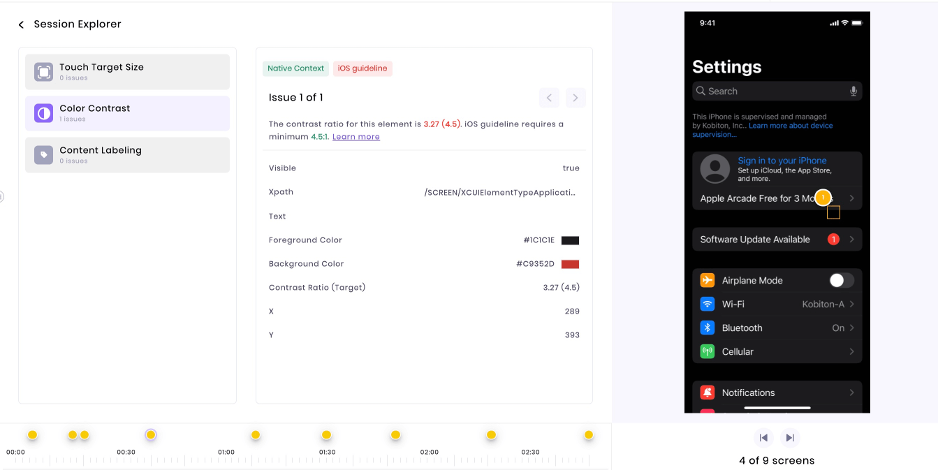 A context to yellow dots on the timeline and the screen