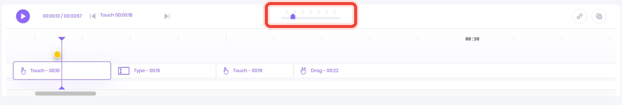 A closeup to Zoom function on the timeline