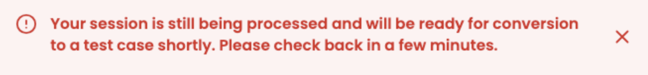 The test case conversion unsuccessful message