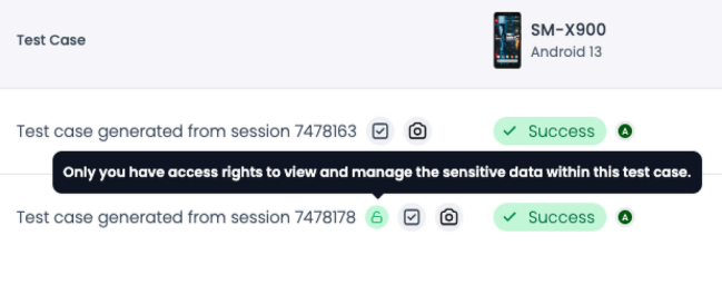 The sensitive data indicator and the helper text associated with it