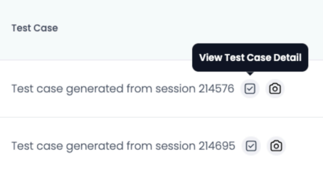 The icon to view test case details